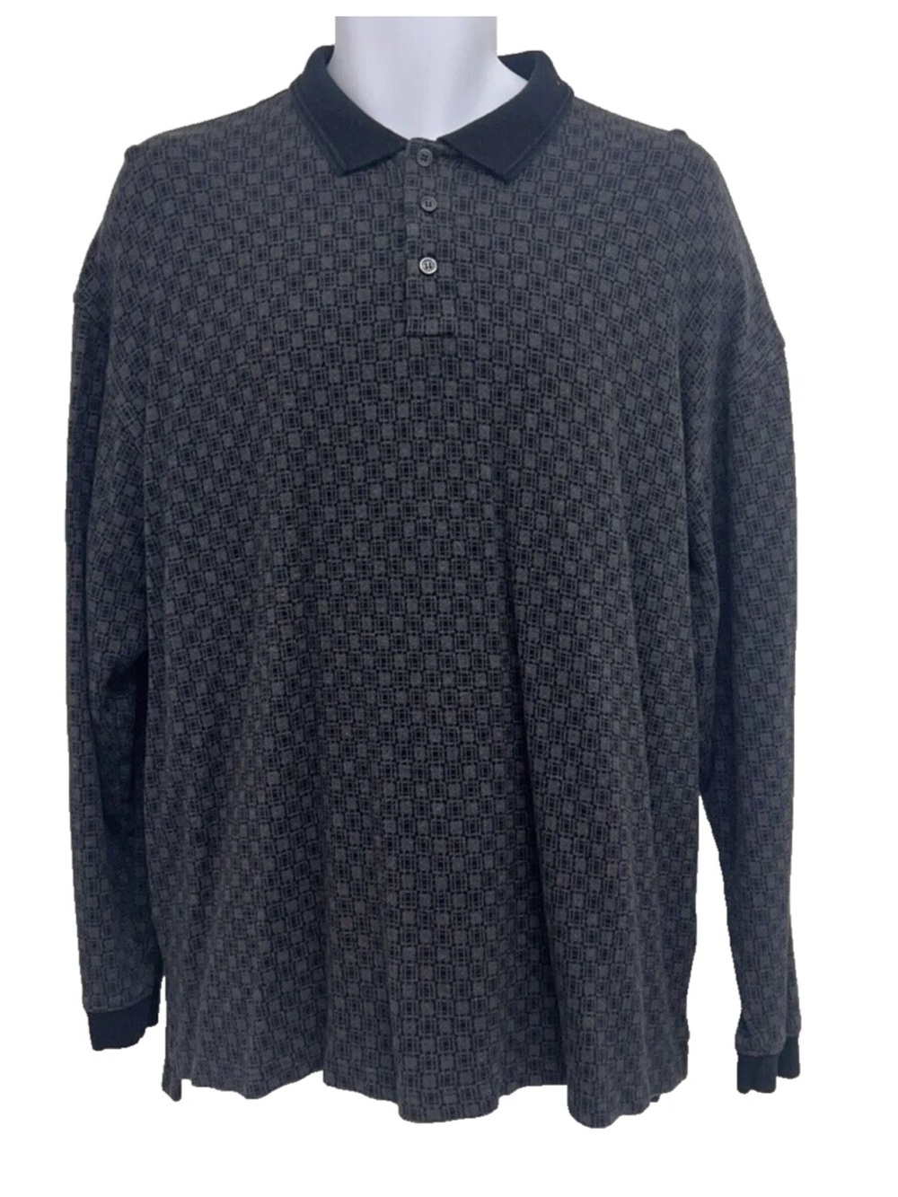 Claiborne Men's Long Sleeve Polo Shirt in Charcoal Gray Size XL